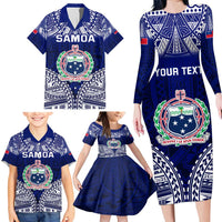 Personalised Samoa Coat Of Arms Family Matching Long Sleeve Bodycon Dress and Hawaiian Shirt With Polynesian Pattern Version LT9 - Polynesian Pride