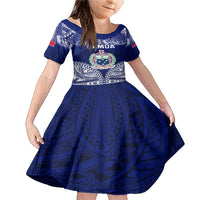 Personalised Samoa Coat Of Arms Family Matching Mermaid Dress and Hawaiian Shirt With Polynesian Pattern Version LT9 Daughter's Dress Blue - Polynesian Pride