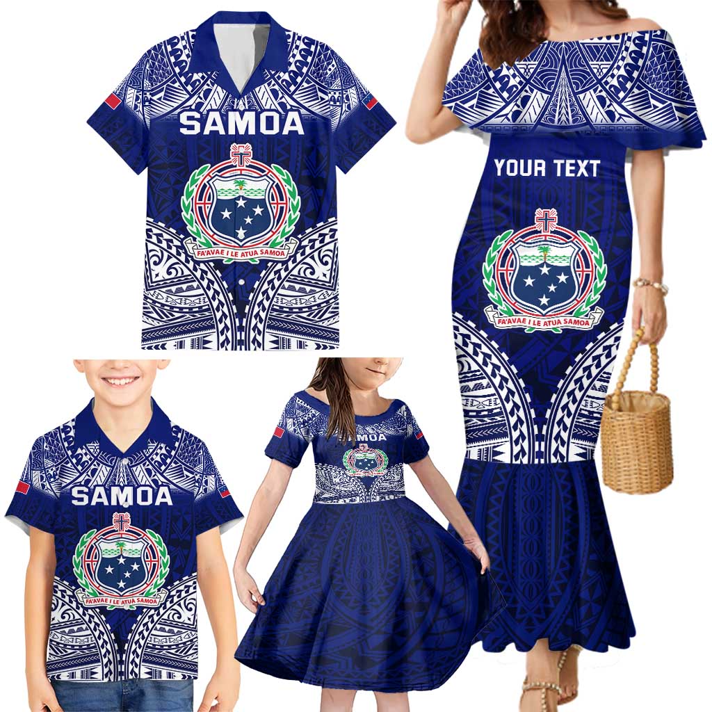 Personalised Samoa Coat Of Arms Family Matching Mermaid Dress and Hawaiian Shirt With Polynesian Pattern Version LT9 - Polynesian Pride