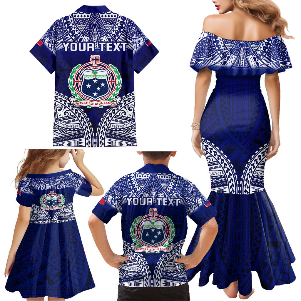 Personalised Samoa Coat Of Arms Family Matching Mermaid Dress and Hawaiian Shirt With Polynesian Pattern Version LT9 - Polynesian Pride