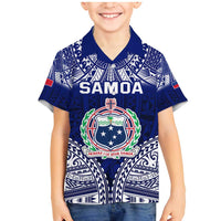 Personalised Samoa Coat Of Arms Family Matching Mermaid Dress and Hawaiian Shirt With Polynesian Pattern Version LT9 Son's Shirt Blue - Polynesian Pride