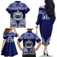 Personalised Samoa Coat Of Arms Family Matching Off The Shoulder Long Sleeve Dress and Hawaiian Shirt With Polynesian Pattern Version LT9 - Polynesian Pride
