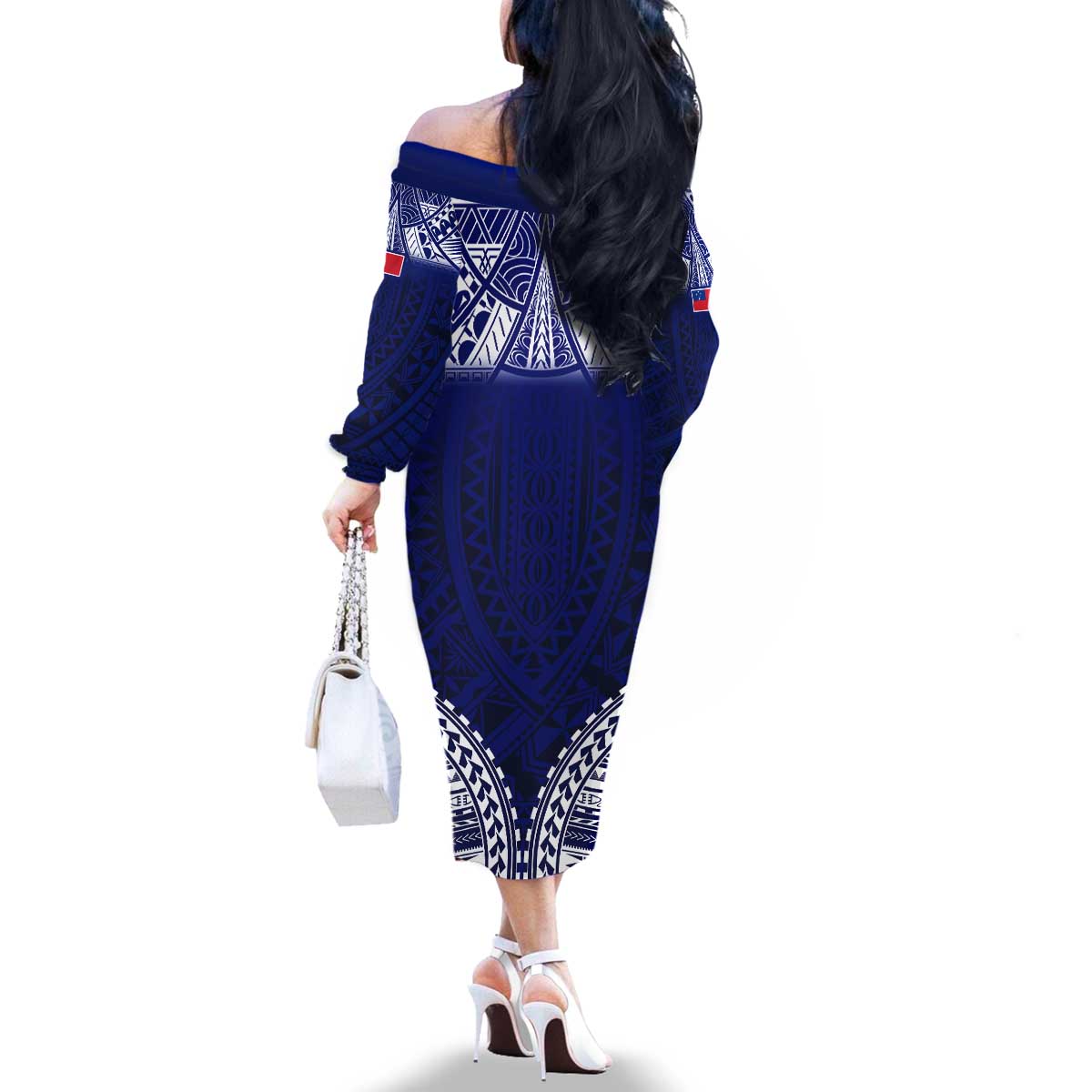 Personalised Samoa Coat Of Arms Family Matching Off The Shoulder Long Sleeve Dress and Hawaiian Shirt With Polynesian Pattern Version LT9 - Polynesian Pride