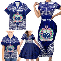 Personalised Samoa Coat Of Arms Family Matching Short Sleeve Bodycon Dress and Hawaiian Shirt With Polynesian Pattern Version LT9 - Polynesian Pride