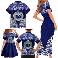 Personalised Samoa Coat Of Arms Family Matching Short Sleeve Bodycon Dress and Hawaiian Shirt With Polynesian Pattern Version LT9 - Polynesian Pride