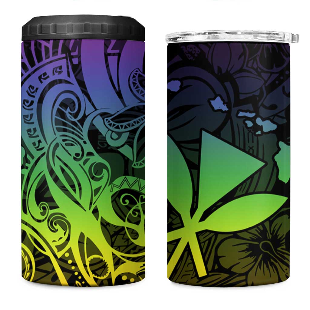 Polynesian Tribal Plumeria 4 in 1 Can Cooler Tumbler with Hawaii Kanaka Maoli Reggae Version LT9 One Size: 16 oz Reggae - Polynesian Pride