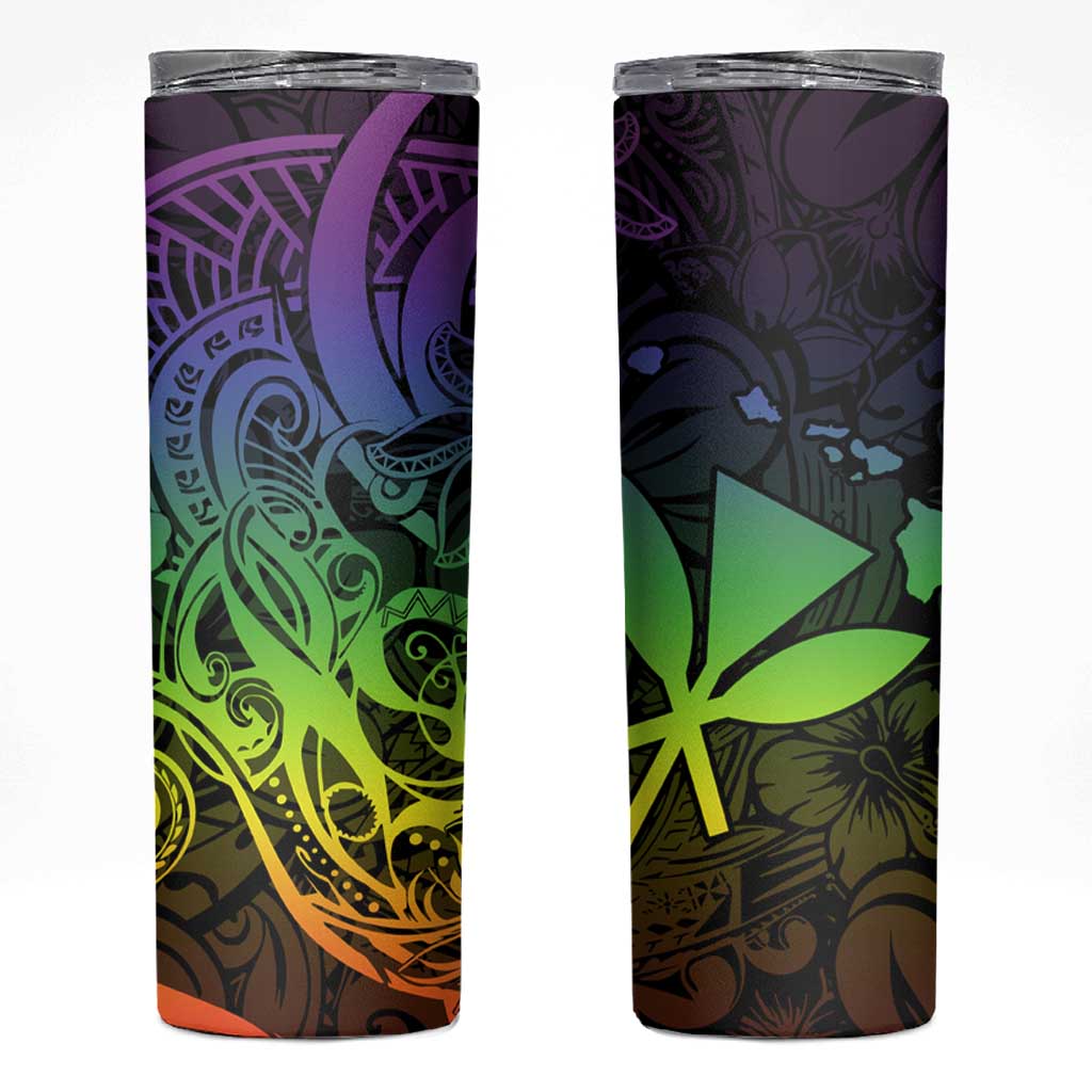 Polynesian Tribal Plumeria Skinny Tumbler with Hawaii Kanaka Maoli Reggae Version LT9 Reggae - Polynesian Pride