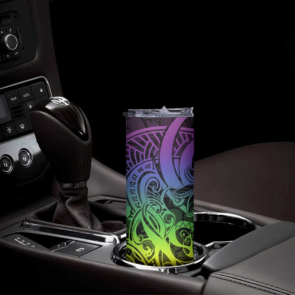 Polynesian Tribal Plumeria Skinny Tumbler with Hawaii Kanaka Maoli Reggae Version LT9 - Polynesian Pride