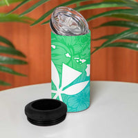 Polynesian Tribal Plumeria 4 in 1 Can Cooler Tumbler with Hawaii Kanaka Maoli Green Gradient Version LT9 - Polynesian Pride