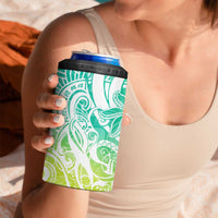 Polynesian Tribal Plumeria 4 in 1 Can Cooler Tumbler with Hawaii Kanaka Maoli Green Gradient Version LT9 - Polynesian Pride