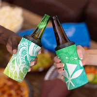 Polynesian Tribal Plumeria 4 in 1 Can Cooler Tumbler with Hawaii Kanaka Maoli Green Gradient Version LT9 - Polynesian Pride