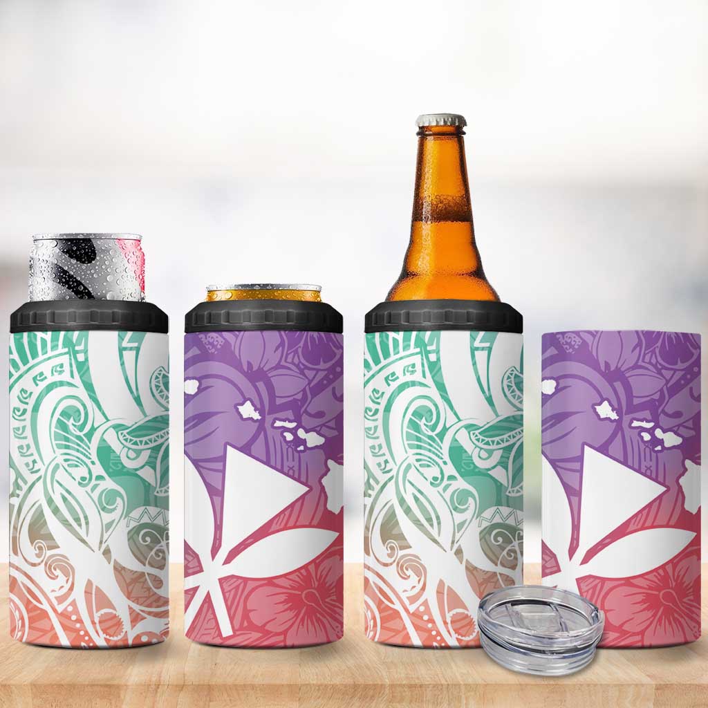 Polynesian Tribal Plumeria 4 in 1 Can Cooler Tumbler with Hawaii Kanaka Maoli Bloom Version LT9 - Polynesian Pride