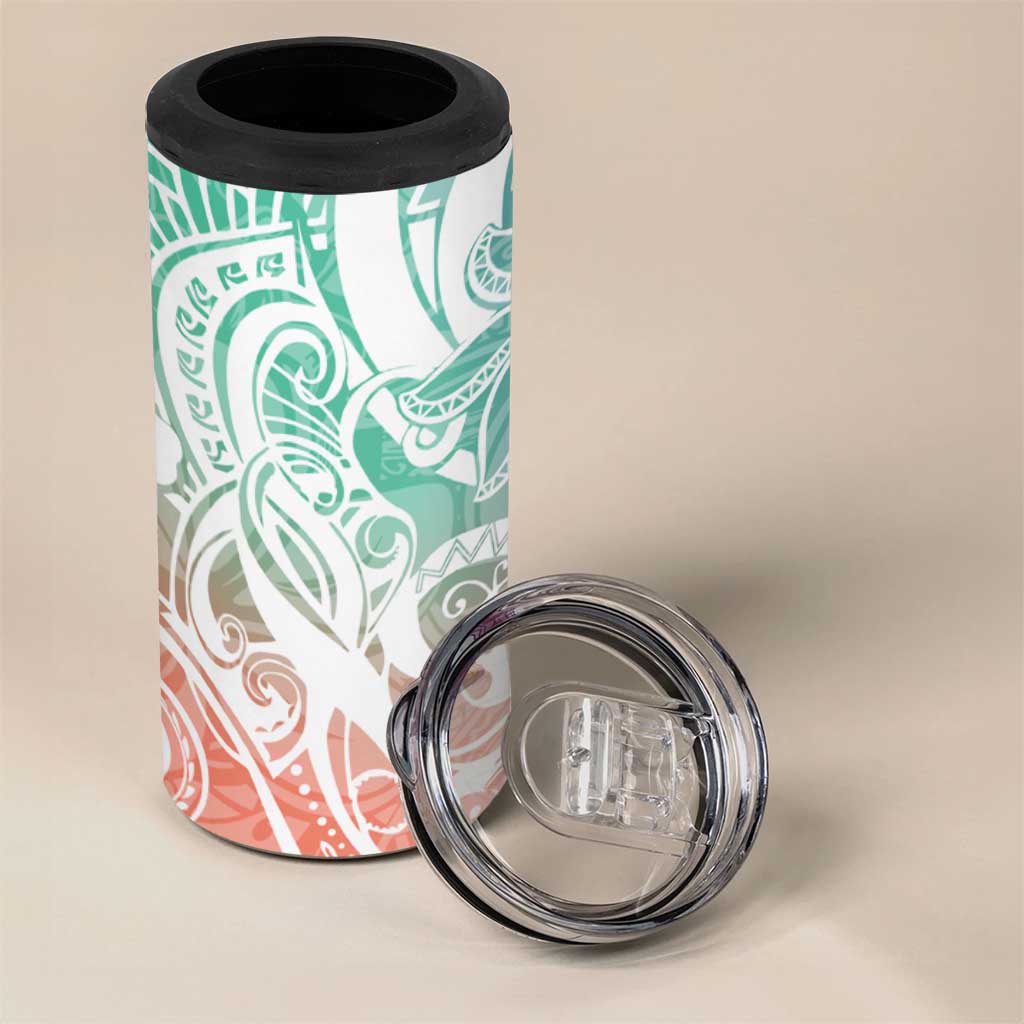 Polynesian Tribal Plumeria 4 in 1 Can Cooler Tumbler with Hawaii Kanaka Maoli Bloom Version LT9 - Polynesian Pride