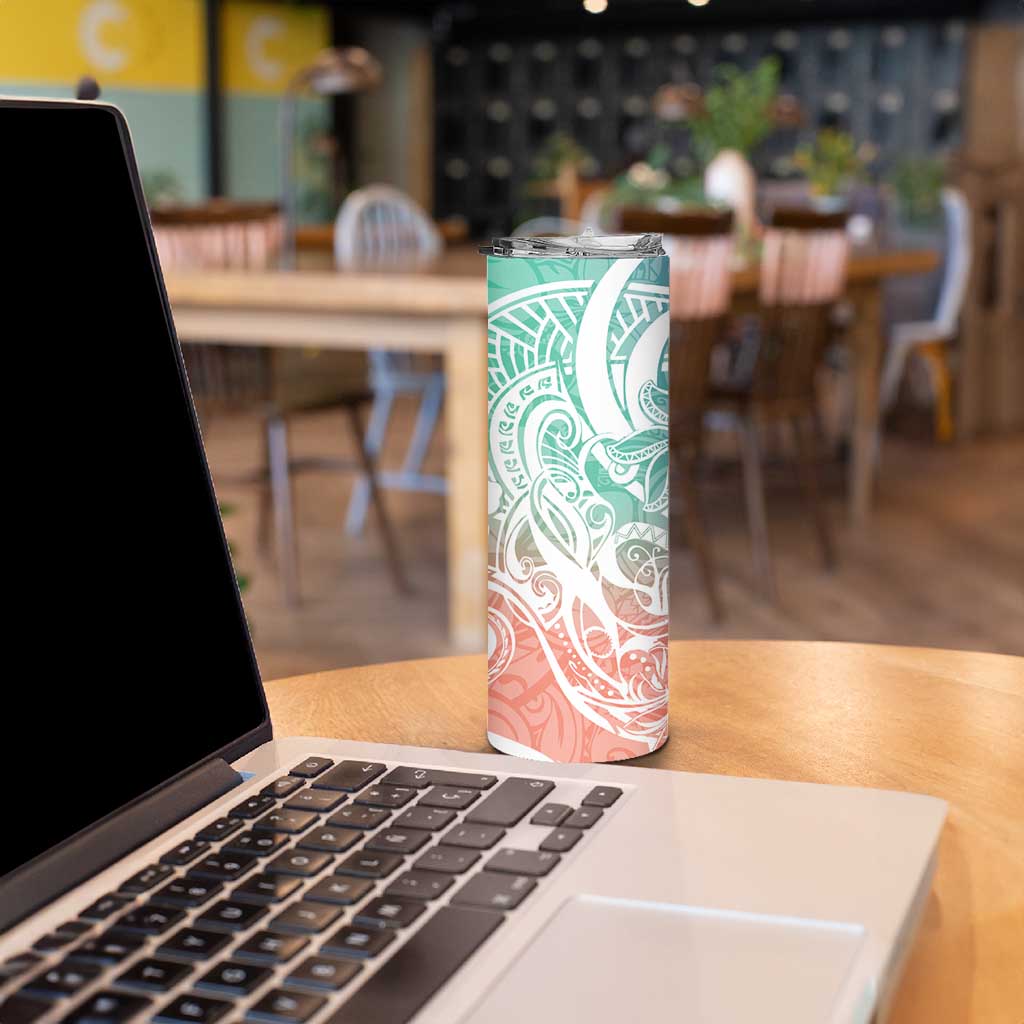 Polynesian Tribal Plumeria Skinny Tumbler with Hawaii Kanaka Maoli Bloom Version LT9 - Polynesian Pride