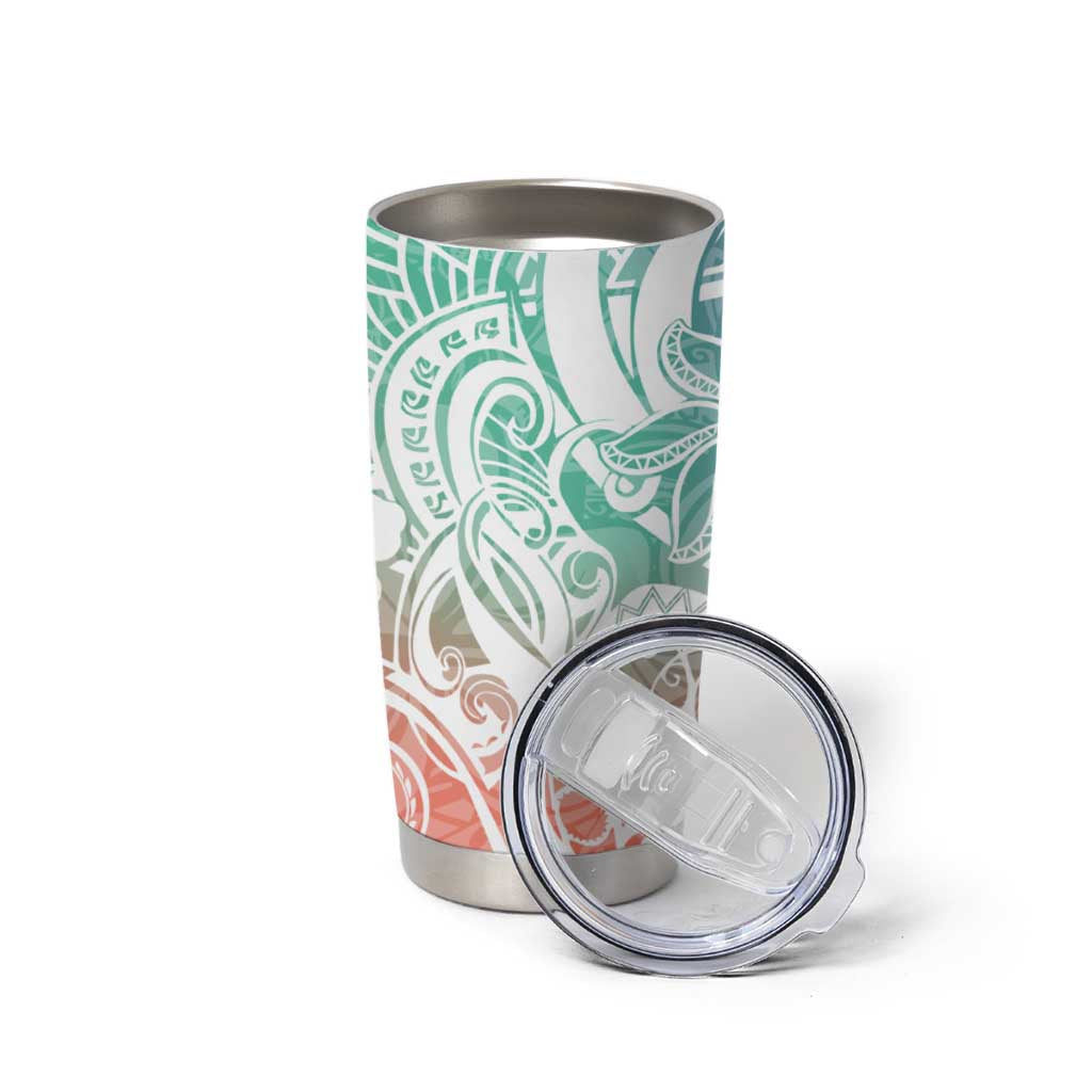 Polynesian Tribal Plumeria Tumbler Cup with Hawaii Kanaka Maoli Bloom Version