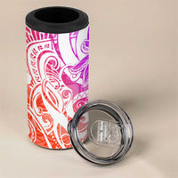 Polynesian Tribal Plumeria 4 in 1 Can Cooler Tumbler with Hawaii Kanaka Maoli Purple Gradient Version LT9 - Polynesian Pride