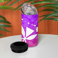 Polynesian Tribal Plumeria 4 in 1 Can Cooler Tumbler with Hawaii Kanaka Maoli Purple Gradient Version LT9 - Polynesian Pride