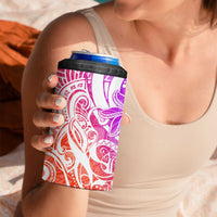 Polynesian Tribal Plumeria 4 in 1 Can Cooler Tumbler with Hawaii Kanaka Maoli Purple Gradient Version LT9 - Polynesian Pride