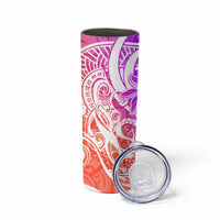 Polynesian Tribal Plumeria Skinny Tumbler with Hawaii Kanaka Maoli Purple Gradient Version LT9 - Polynesian Pride