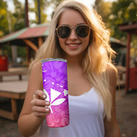 Polynesian Tribal Plumeria Skinny Tumbler with Hawaii Kanaka Maoli Purple Gradient Version LT9 - Polynesian Pride