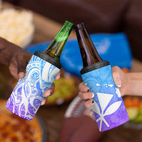 Polynesian Tribal Plumeria 4 in 1 Can Cooler Tumbler with Hawaii Kanaka Maoli Blue Gradient Version LT9 - Polynesian Pride