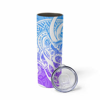 Polynesian Tribal Plumeria Skinny Tumbler with Hawaii Kanaka Maoli Blue Gradient Version LT9 - Polynesian Pride