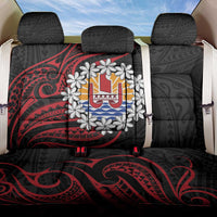 Tahitian Coat Of Arm and Tiare Flower Back Car Seat Cover Polynesian Tribal Tattoo LT9 One Size Black - Polynesian Pride