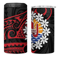 Tahitian Coat Of Arm and Tiare Flower 4 in 1 Can Cooler Tumbler Polynesian Tribal Tattoo LT9 One Size: 16 oz Black - Polynesian Pride