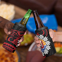 Tahitian Coat Of Arm and Tiare Flower 4 in 1 Can Cooler Tumbler Polynesian Tribal Tattoo LT9 - Polynesian Pride