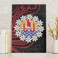 Tahitian Coat Of Arm and Tiare Flower Canvas Wall Art Polynesian Tribal Tattoo LT9 Without Frame Black - Polynesian Pride
