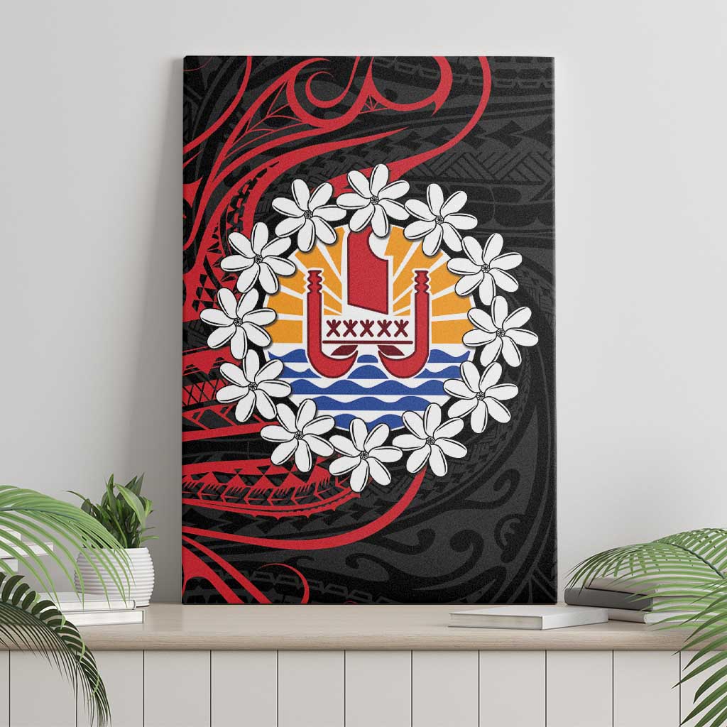 Tahitian Coat Of Arm and Tiare Flower Canvas Wall Art Polynesian Tribal Tattoo LT9 - Polynesian Pride