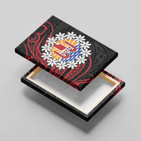 Tahitian Coat Of Arm and Tiare Flower Canvas Wall Art Polynesian Tribal Tattoo LT9 - Polynesian Pride