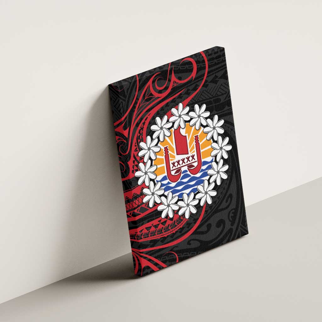 Tahitian Coat Of Arm and Tiare Flower Canvas Wall Art Polynesian Tribal Tattoo LT9 - Polynesian Pride