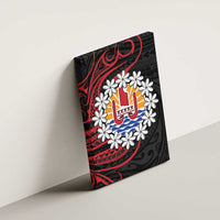 Tahitian Coat Of Arm and Tiare Flower Canvas Wall Art Polynesian Tribal Tattoo LT9 - Polynesian Pride