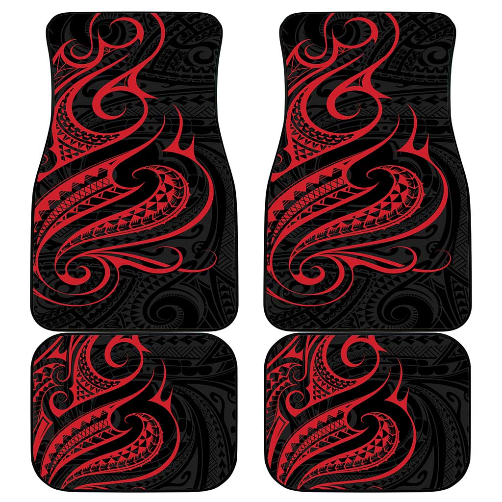 Tahitian Coat Of Arm and Tiare Flower Car Mats Polynesian Tribal Tattoo LT9 - Polynesian Pride