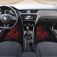 Tahitian Coat Of Arm and Tiare Flower Car Mats Polynesian Tribal Tattoo LT9 Set 2pcs - Front Black - Polynesian Pride