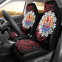 Tahitian Coat Of Arm and Tiare Flower Car Seat Cover Polynesian Tribal Tattoo LT9 - Polynesian Pride
