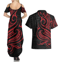 Tahitian Coat Of Arm and Tiare Flower Couples Matching Summer Maxi Dress and Hawaiian Shirt Polynesian Tribal Tattoo LT9 - Polynesian Pride