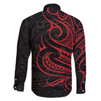 Tahitian Coat Of Arm and Tiare Flower Family Matching Off The Shoulder Long Sleeve Dress and Hawaiian Shirt Polynesian Tribal Tattoo LT9 - Polynesian Pride