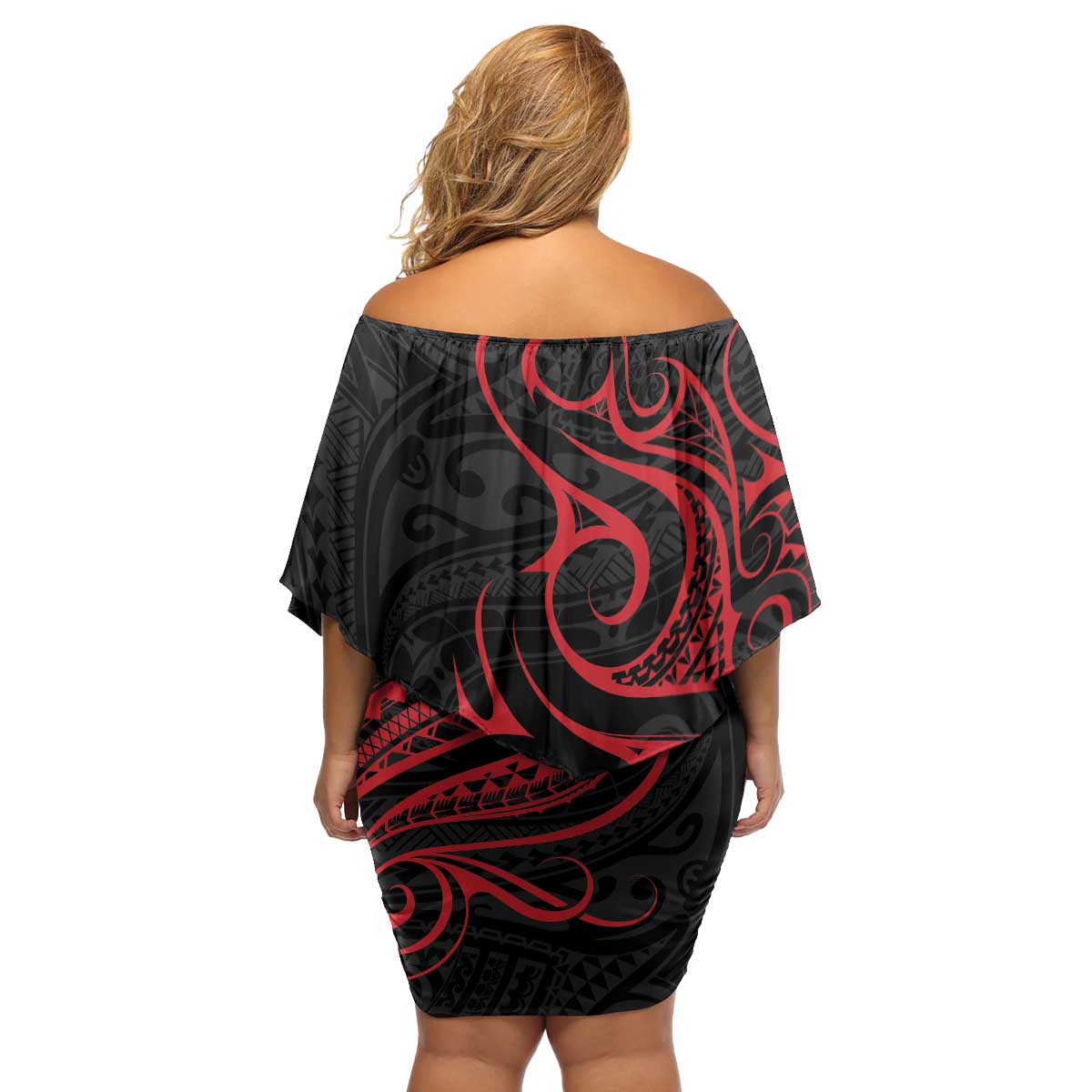 Tahitian Coat Of Arm and Tiare Flower Family Matching Off Shoulder Short Dress and Hawaiian Shirt Polynesian Tribal Tattoo LT9 - Polynesian Pride