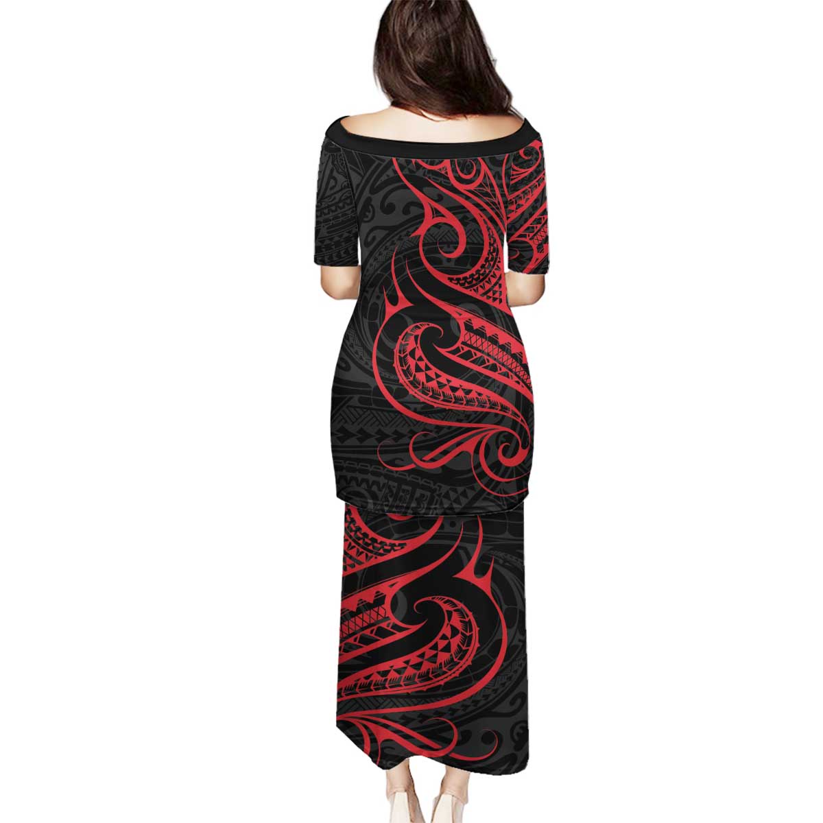 Tahitian Coat Of Arm and Tiare Flower Family Matching Puletasi and Hawaiian Shirt Polynesian Tribal Tattoo LT9 - Polynesian Pride
