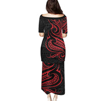 Tahitian Coat Of Arm and Tiare Flower Family Matching Puletasi and Hawaiian Shirt Polynesian Tribal Tattoo LT9 - Polynesian Pride