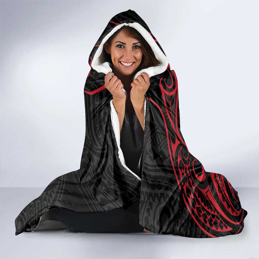 Tahitian Coat Of Arm and Tiare Flower Hooded Blanket Polynesian Tribal Tattoo LT9 - Polynesian Pride