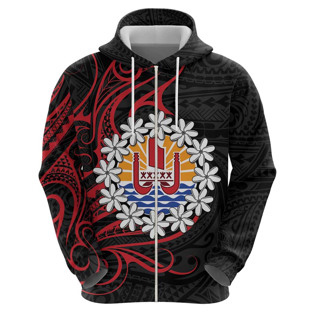 Tahitian Coat Of Arm and Tiare Flower Hoodie Polynesian Tribal Tattoo LT9 - Polynesian Pride