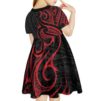 Tahitian Coat Of Arm and Tiare Flower Kid Short Sleeve Dress Polynesian Tribal Tattoo LT9 - Polynesian Pride