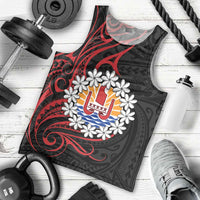 Tahitian Coat Of Arm and Tiare Flower Men Tank Top Polynesian Tribal Tattoo LT9 - Polynesian Pride