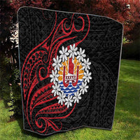 Tahitian Coat Of Arm and Tiare Flower Quilt Polynesian Tribal Tattoo LT9 - Polynesian Pride