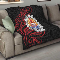 Tahitian Coat Of Arm and Tiare Flower Quilt Polynesian Tribal Tattoo LT9 - Polynesian Pride
