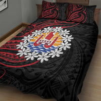 Tahitian Coat Of Arm and Tiare Flower Quilt Bed Set Polynesian Tribal Tattoo LT9 - Polynesian Pride