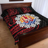 Tahitian Coat Of Arm and Tiare Flower Quilt Bed Set Polynesian Tribal Tattoo LT9 - Polynesian Pride